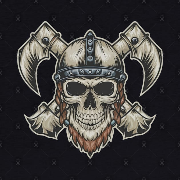 Vintage Vikings Skull Art by Goku Creations